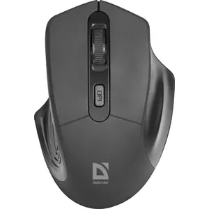 Bezvadu optiskā pele DEFENDER Datum MB-345 RF, labrokaina/ambidekstrāla, 1600 DPI, 3 pogas, USB RF uztvērējs, melna