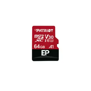 MicroSDXC memory card PATRIOT 64GB PEF64GEP31MCX — Class 10, U3, V30, 100/80 MB/s, with SD adapter