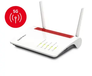 AVM Box 6850 5G Edition International Galda maršrutētājs Baltā krāsā Divjoslu Wi-Fi 5 Gigabitu Ethernet VoIP tālruņa adapteris
