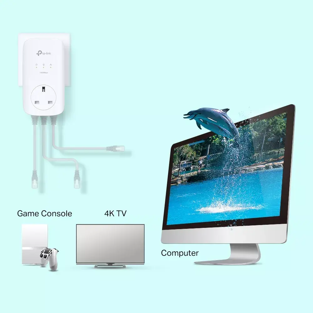 Адаптер Powerline TP-Link AV1300 3-Port Gigabit Passthrough Photo 3
