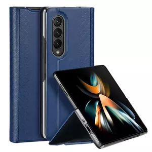 Dux Ducis Bril Premium kvalitātes PU ādas sānu atveres maks ar statīvu Samsung Z Fold 4 (F936B) Zila