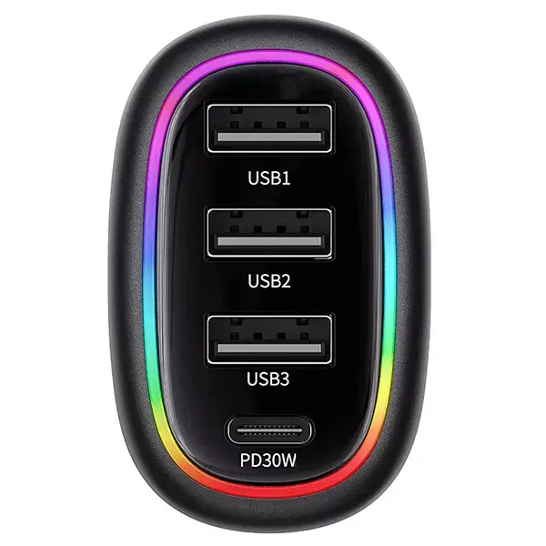 usams CC170 auto lādētājs — 1xUSB-C 3xUSB-A 48W Photo 3