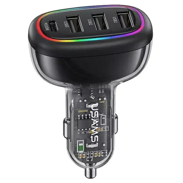usams CC170 auto lādētājs — 1xUSB-C 3xUSB-A 48W Photo 4
