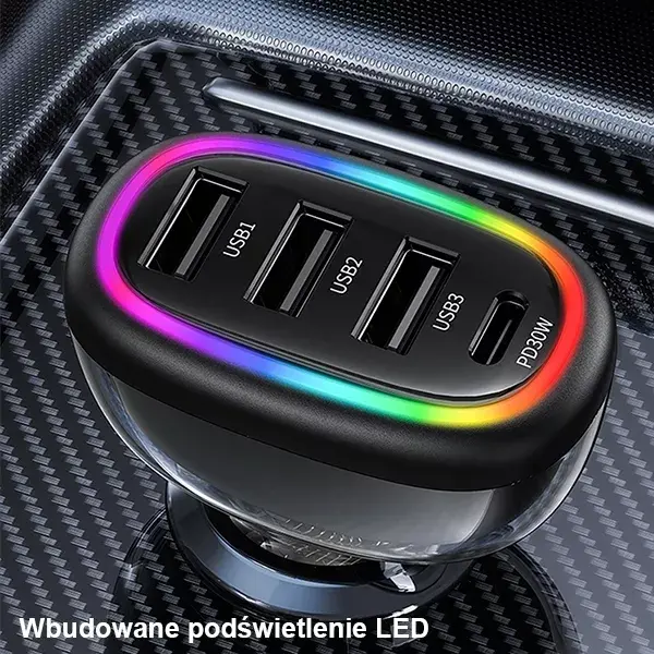 usams CC170 auto lādētājs — 1xUSB-C 3xUSB-A 48W Photo 6