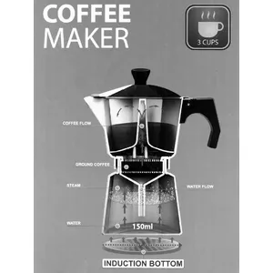 Moka pot Maestro MR-1666-3-BROWN manual stovetop coffee maker 3 cups 150 ml aluminium, bronze