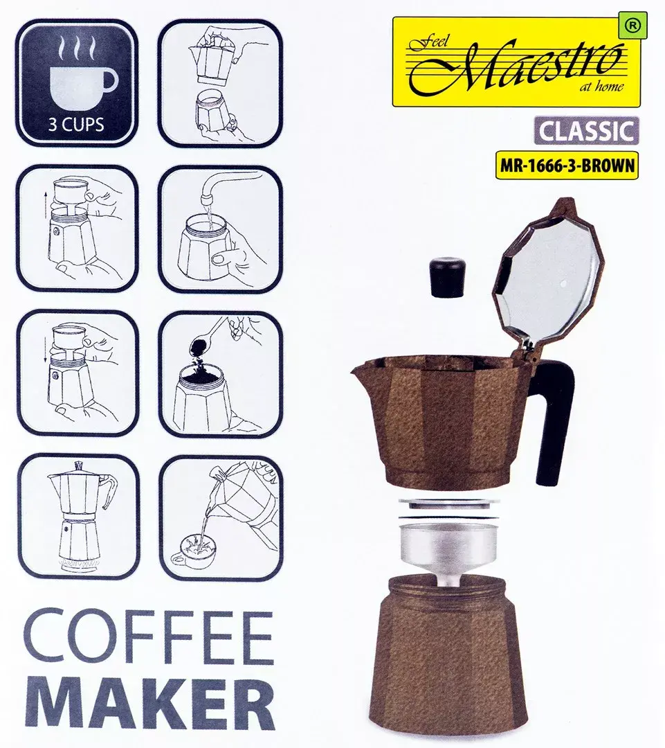 Moka pot Maestro MR-1666-3-BROWN 3 cups Photo 3