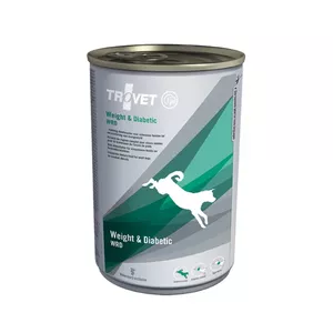 Ветеринарный корм для собак TROVET Weight & Diabetic 400 г — морковь, курица, горох, свинина; влажность 81.5%, белок 7.5%, жир 2.6%