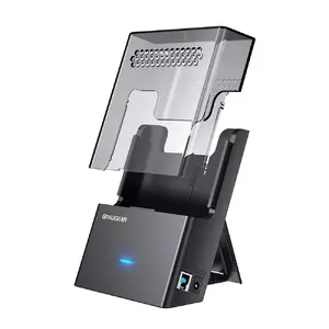 Docking station GrauGear G-3502-AC for 2.5"/3.5" SATA HDD/SSD, USB 3.2 Gen 1 Type-B, 6 Gbit/s, 12V/1.5A, black/transparent