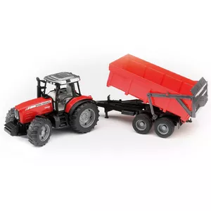Tractor model BRUDER Massey Ferguson 7480 with tipping trailer