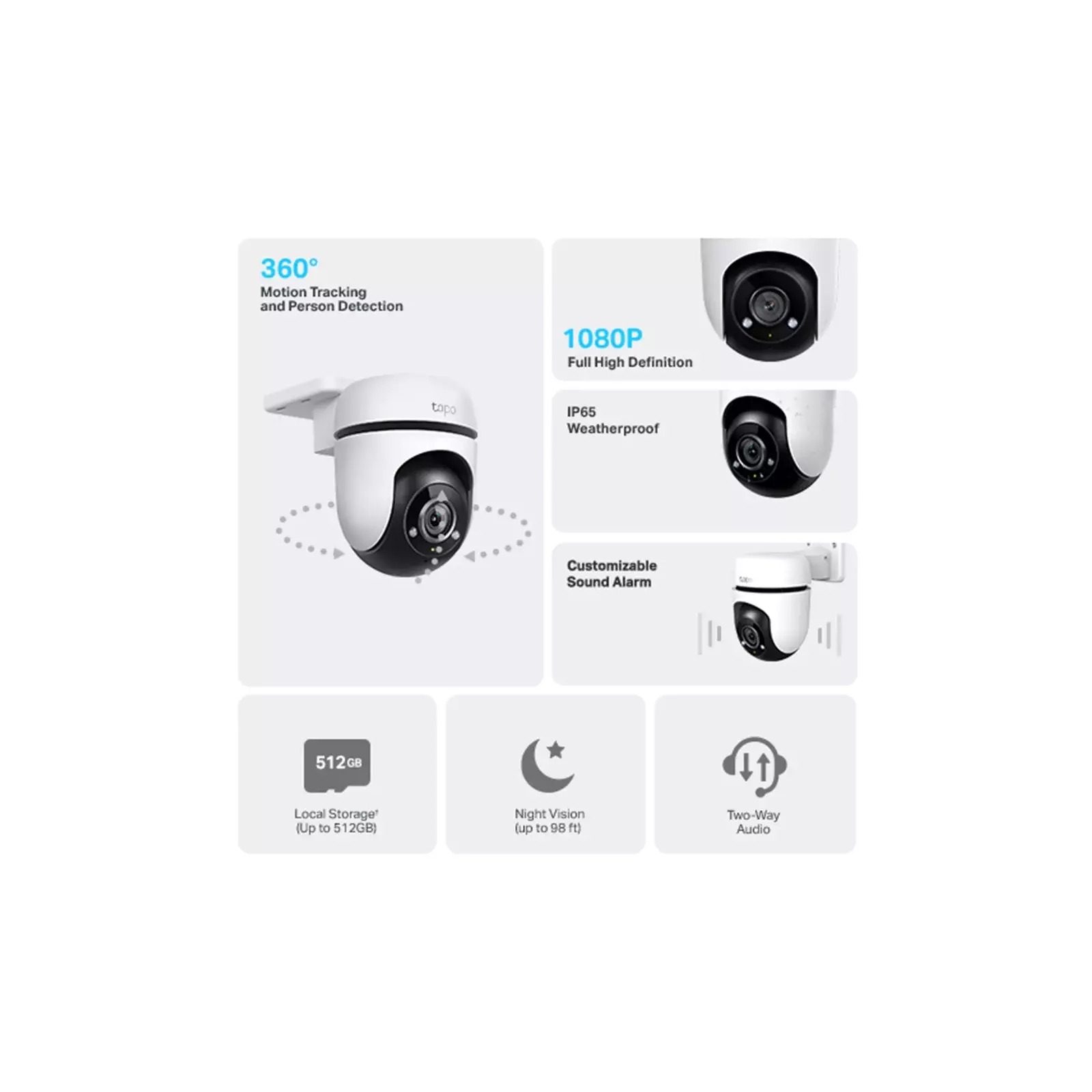 TP-Link Tapo C500 Outdoor Pan/Tilt Home Security WiFi Smart Camera | 2MP  1080p Full HD Live View | 360° Visual Coverage | Night Vision | Support  Alexa