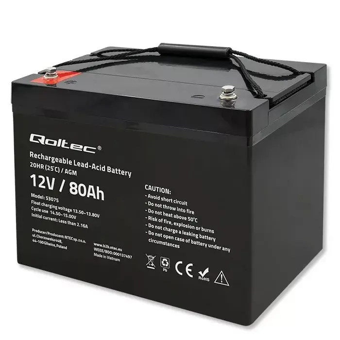 Qoltec 53075 AGM akumulators 12V 80Ah Photo 7