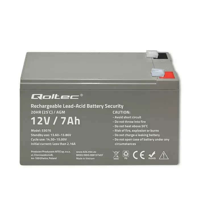 Battery QOLTEC Securit 12V 7Ah AGM Photo 4