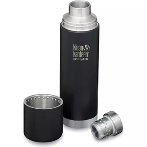 Klean Kanteen termosa pudele TKPro-SB ar vakuuma izolāciju, 1000 ml (melna (matēta), ar caurlaidīgu vāciņu)