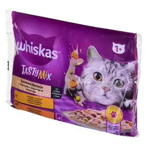 Влажный корм для кошек Whiskas 85 г пауч, взрослым кошкам, 4 x 85 г, вкус курица/ягнёнок, влажность 83,5%, белок 7%