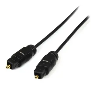StarTech.com THINTOS15 Thin Toslink Digital Optical SPDIF Audio Cable, Male to Male, 4.6 m, Black