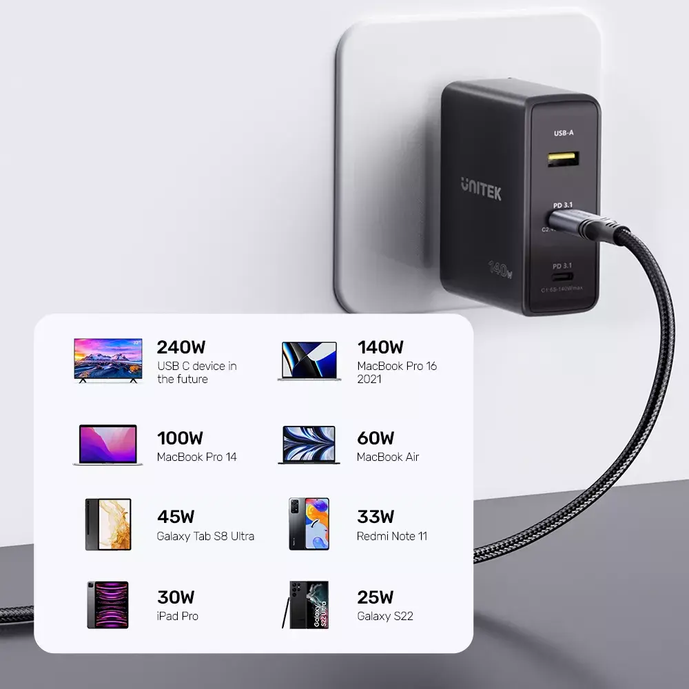 Unitek USB-C uz USB-C kabelis C14110GY-2M 2 m Photo 7