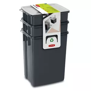 Waste bin set Curver Biobox 2x10L + 6L grey — dual 10L bins and 6L compartment