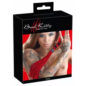 Multi-tail leather flogger bad kitty 24902693001 — short handle, 38 cm, textile (100% polyamide)