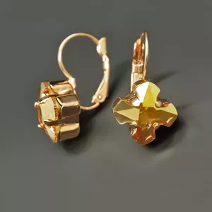 Auskari "Bizantijas Krusts (Metallic Sunshine)" ar Swarovski™ kristāliem