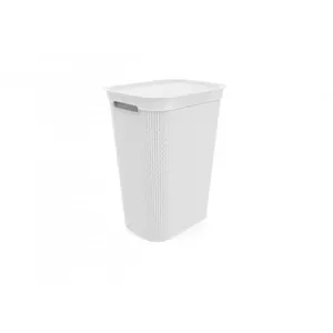 Rectangular plastic container Rotho Brisen 50 L, white, technopolymer, with lid and hanger hole, 340×431×529 mm
