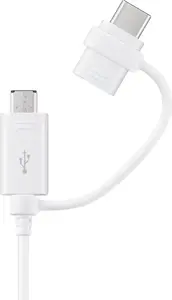 Samsung data cable EP-DG930DWE — microUSB to USB-A with USB-C adapter, 1.5 m, white (bulk)