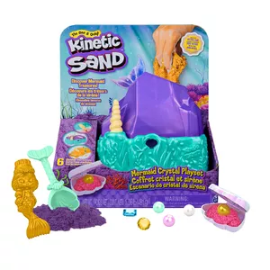 Детский кинетический песок Spinmaster Mermaid Crystal Playset — более 1 фунта золотого мерцающего песка с контейнером и инструментами