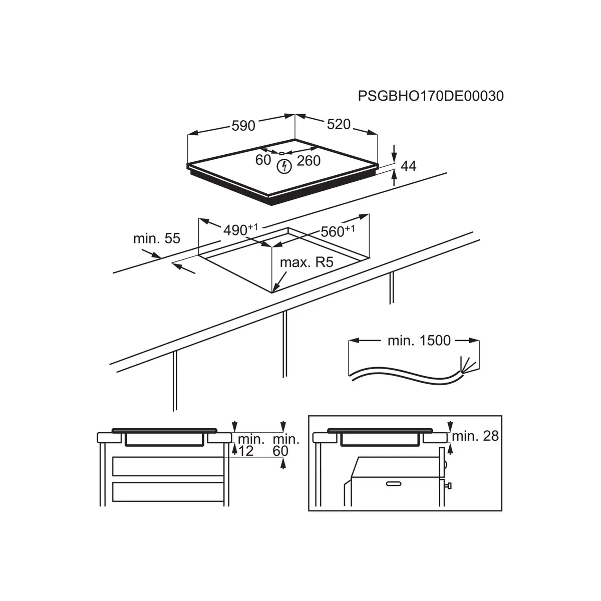 Iebūvējamā indukcijas plīts virsma Electrolux EIV634 Photo 2
