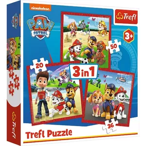 Пазл 3 в 1 TREFL Puzzle 3w1 Happy dogs Paw Patrol — комплект из трёх пазлов