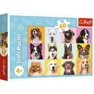 Puzle TREFL Puzzle 60 elements Sweet dogs — 60 gab., bērnu puzle