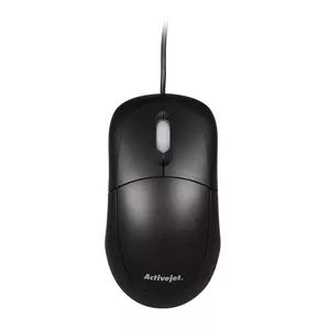 Wired mouse ActiveJet AMY-146 — optical 1000 DPI, USB Type-A, ambidextrous, 1.8 m cable, black