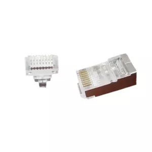 Разъём RJ-45 Gembird LC-PTF-01/100, для F/UTP кабеля, коричневый/серебристый/прозрачный, 10 шт.