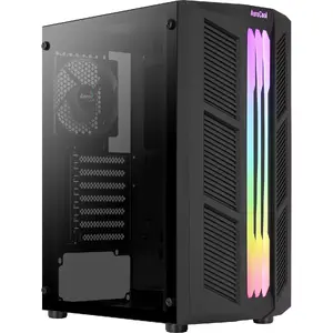 PC Case AEROCOOL Prime Midi Tower Black — ATX, 7 slots, 2x3.5" bays, 3x2.5" bays, max GPU 302 mm, side window, blue illumination
