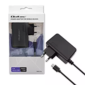 AC indoor mobile device charger QOLTEC 51022, 5 V 15 W, Micro-USB, 1.4 m cable, black