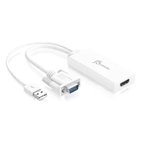 j5create JDA214 VGA to HDMI Video Audio Adapter White 0.176m