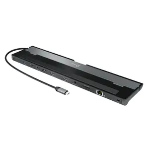 j5create JCD542-N USB-C Dual HDMI Docking Station with USB 3.2 Gen 1 Type-C Host Interface, Gigabit Ethernet, and Integrated Card Reader in Grey and Black