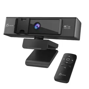 j5 create JVCU435 USB 4K Ultra HD Webcam with 5x Digital Zoom, Remote Control, 3840 x 2160 Resolution, 8.29 MP, Black and Grey