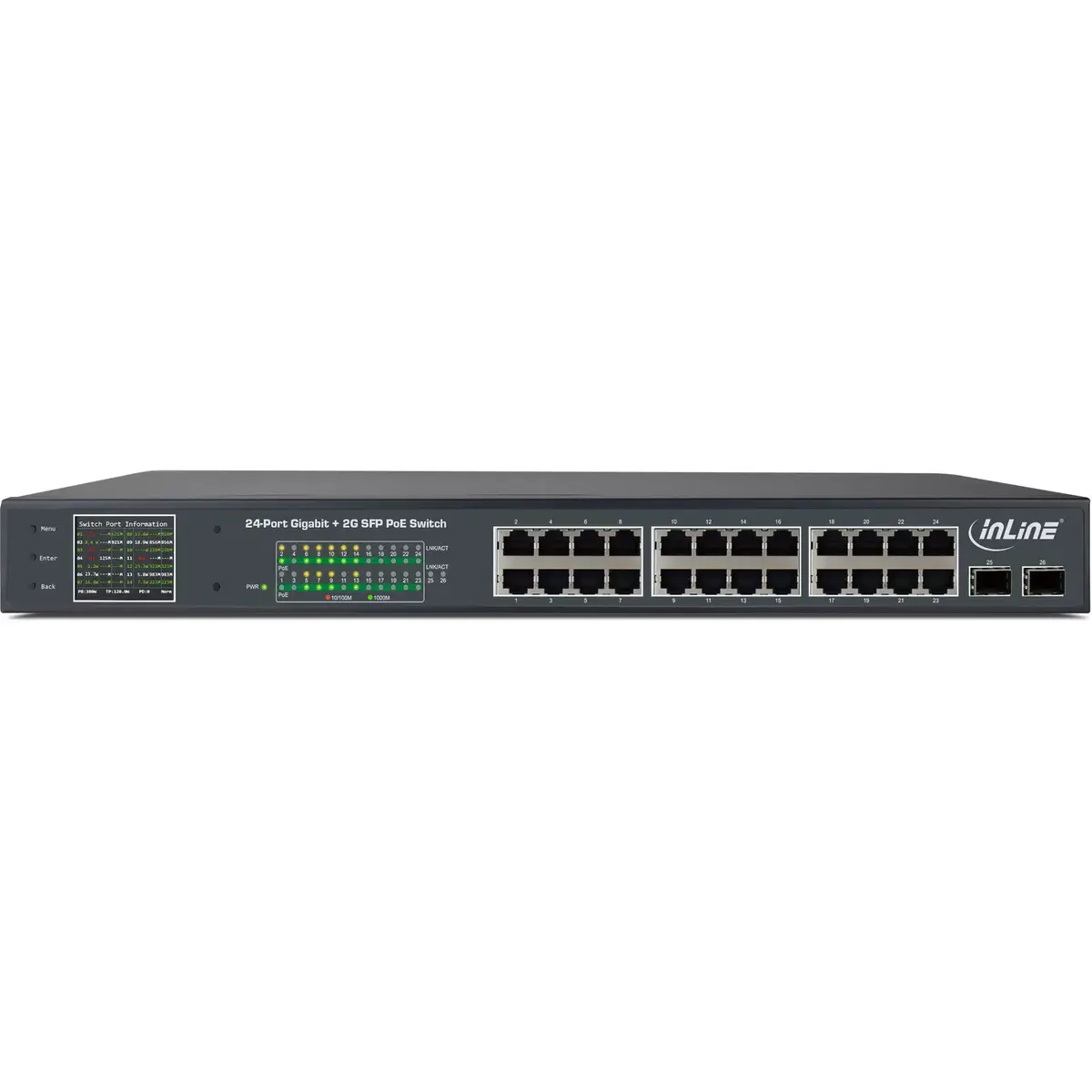 InLine PoE+ Gigabit Network Switch 24 port 1 Gb/s 2xSFP Photo 2