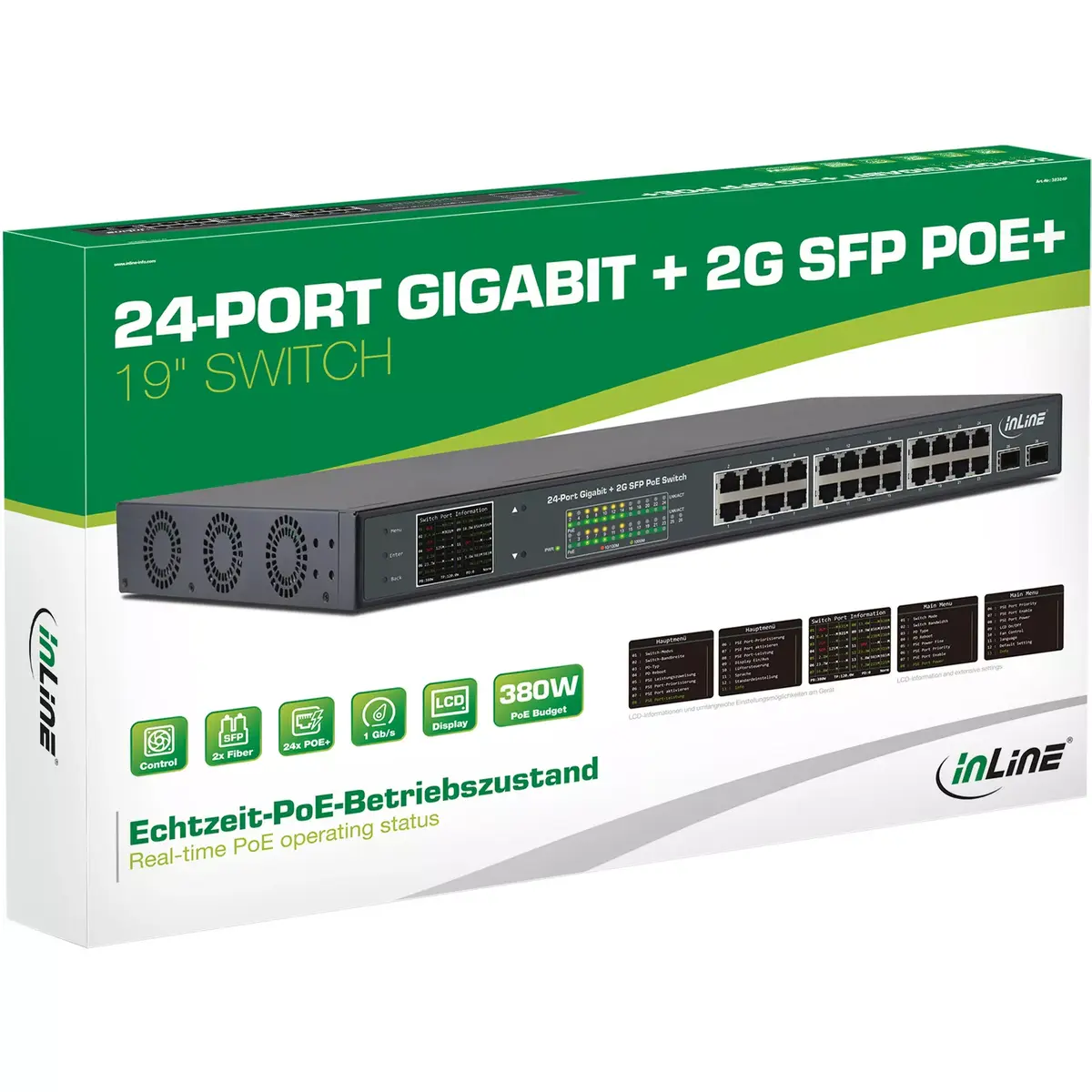 InLine PoE+ Gigabit Network Switch 24 port 1 Gb/s 2xSFP Photo 6