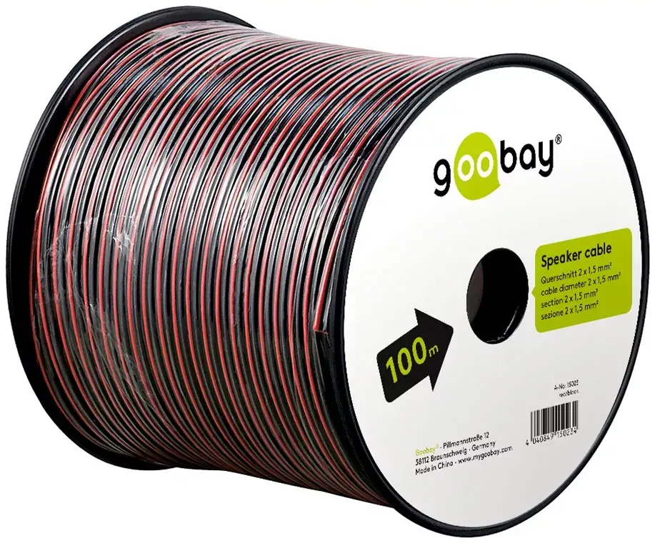 Кабель Goobay Red-Black PVC CCA 100м 2x1.5мм2 Eca Photo 6