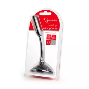 Desktop microphone GEMBIRD MIC-D-02 — wired PC microphone, 3.5 mm, 100–16000 Hz, -62 dB, 1.1 m cable, black