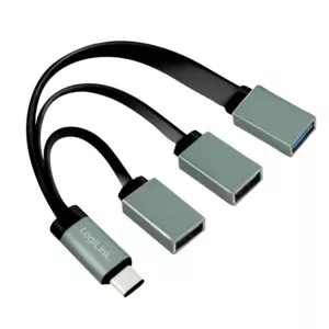 LogiLink UA0315 interfeisa centrmezgls USB 3.2 Gen 1 (3.1 Gen 1) Type-C 5000 Mbit/s Melns, Pelēks