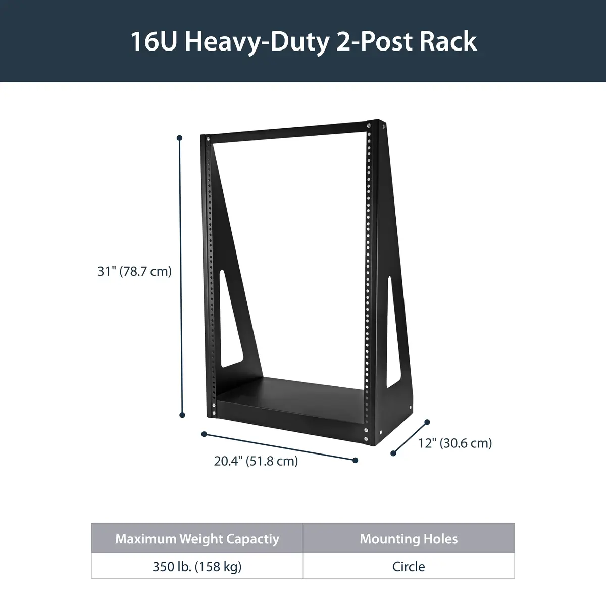 StarTech 2POSTRACK16 16U 2-Post Server Rack Photo 7