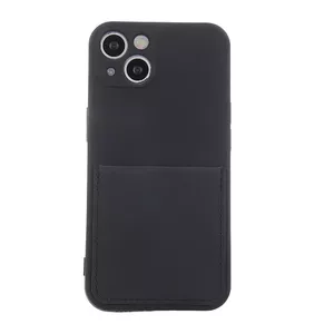 Silicone card case Fusion Accessories for Samsung Galaxy A13 4G — black, integrated card slot