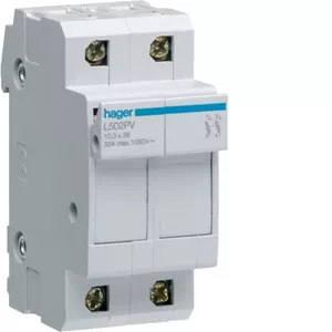 Hager L502PV Modular PV Fuse Base 2P 10x38mm 32A 1000V DC