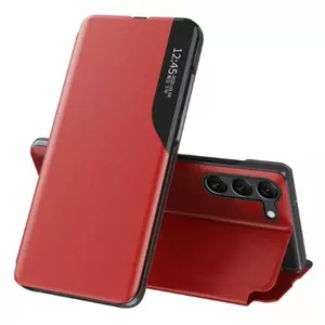 Eco leather view flip case for Samsung Galaxy S23+ — Red, stand function, protective cover