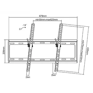 Wall mount bracket Cabletech UCH0155 for 37–70 inch TVs, max load 55 kg