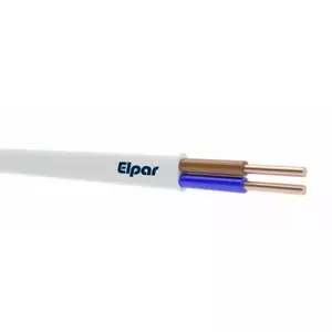 Plakanis elektriskais kabelis electro base YDYp 2x1,0 mm² PVC 450/750V balts
