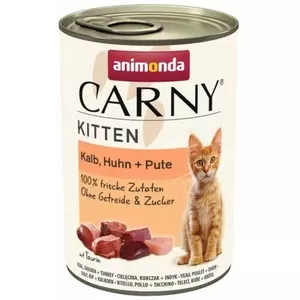 Wet cat food animonda Carny Kitten Veal Chicken Turkey 400 g can for junior growth period