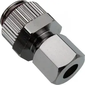 Kompresijas savienojums vara caurulēm, Koolance NZL-CU06 — 6 mm ārējais diametrs uz G 1/4" BSPP, sudrabots