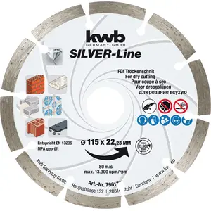 Алмазный диск сегментный KWB 796570 12.5 см для сухой резки